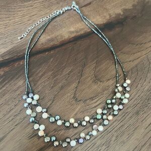 Lia Sophia Faux Pearl Crystal Bead Necklace